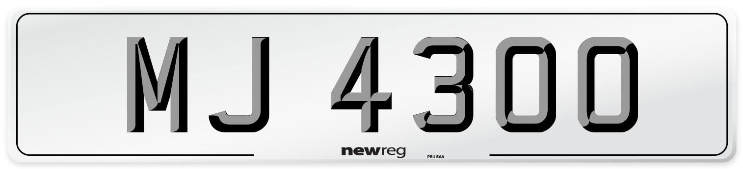 MJ 4300 Number Plate from New Reg